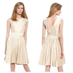 Kate Spade Melody Designer 100% Silk Dress, Size 10 Retro Pleated